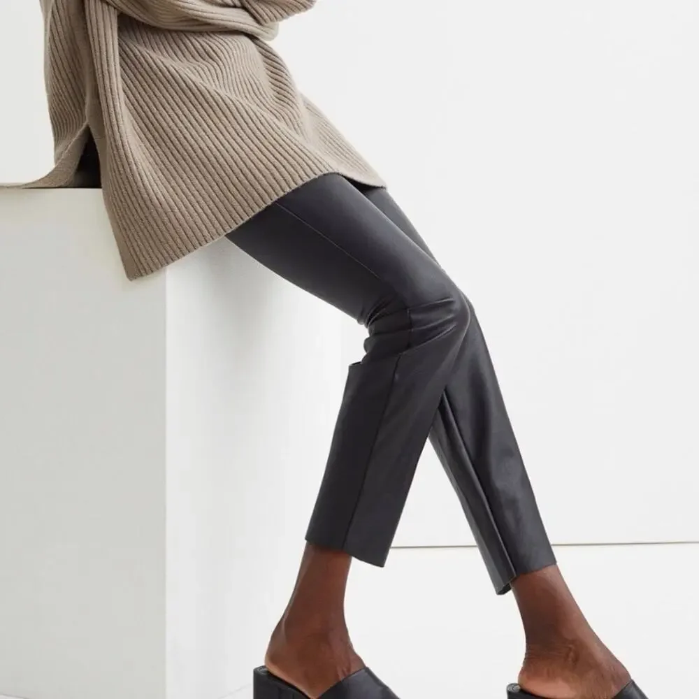 H&M Faux Leather Leggings Black Size 4